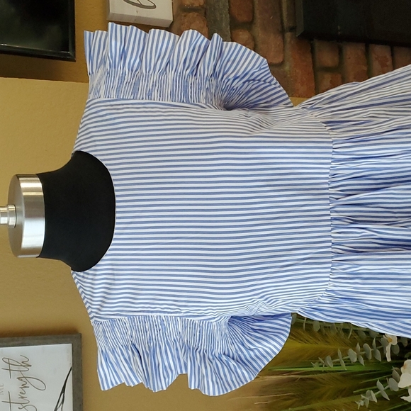 🆕️ English Factory Blue & White Striped Mini Dress SIZE: XS - Picture 8 of 16